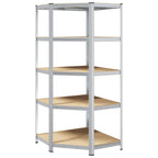 vidaXL Eckregal mit Regal Silber 90 x 90 x 198 cm Holzwerkstoff