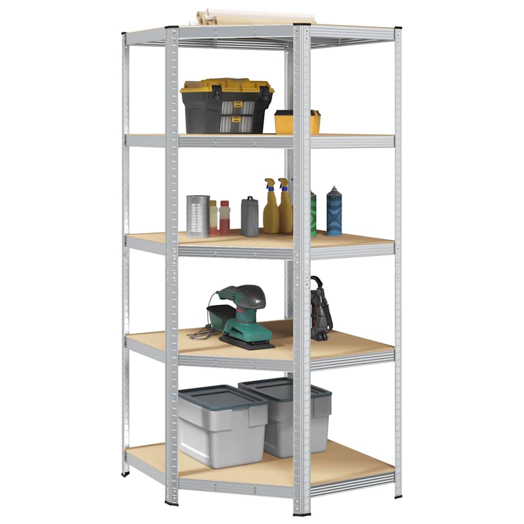 vidaXL Eckregal mit Regal Silber 90 x 90 x 198 cm Holzwerkstoff