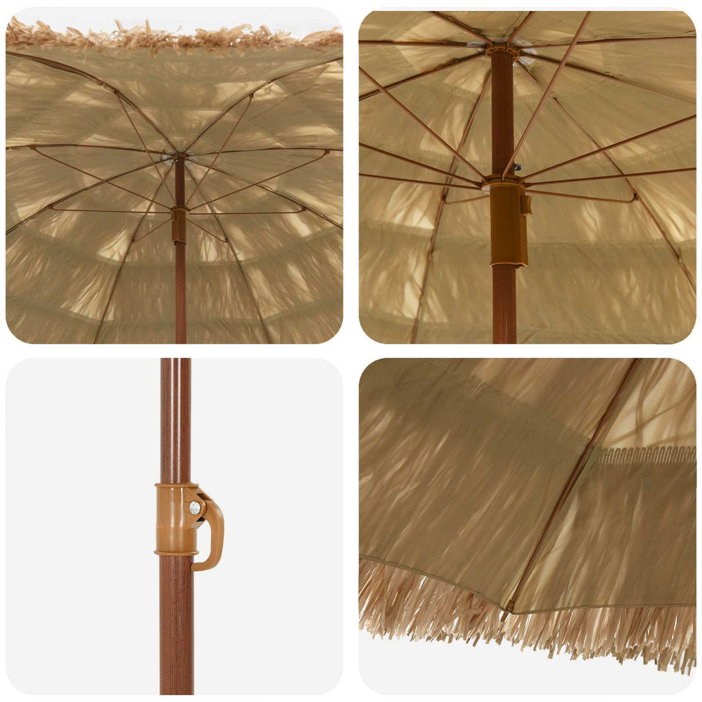 vidaXL Strandparasol Natur 160 x 160 x 196 cm Polyester und Stahl