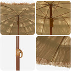 vidaXL Strandparasol Natur 160 x 160 x 196 cm Polyester und Stahl