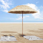 vidaXL Strandparasol Natur 160 x 160 x 196 cm Polyester und Stahl