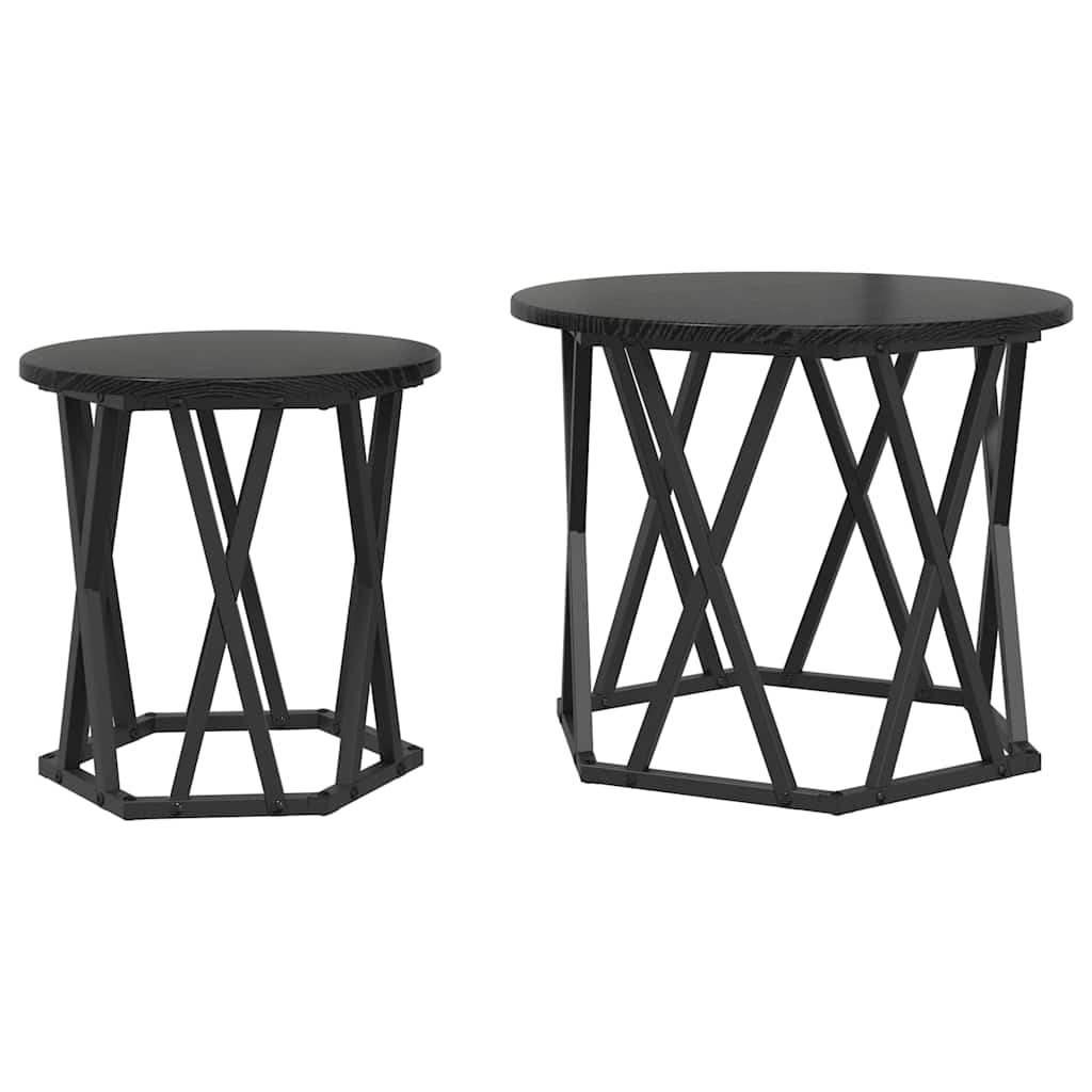 vidaXL Beistelltisch 2 pcs Schwarz Eichen-Optik