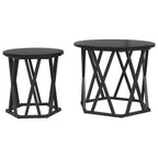 vidaXL Beistelltisch 2 pcs Schwarz Eichen-Optik