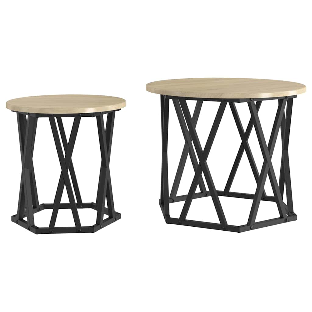 vidaXL Beistelltisch 2 pcs Sonoma-Eiche Ingenieure Holz und Stahl