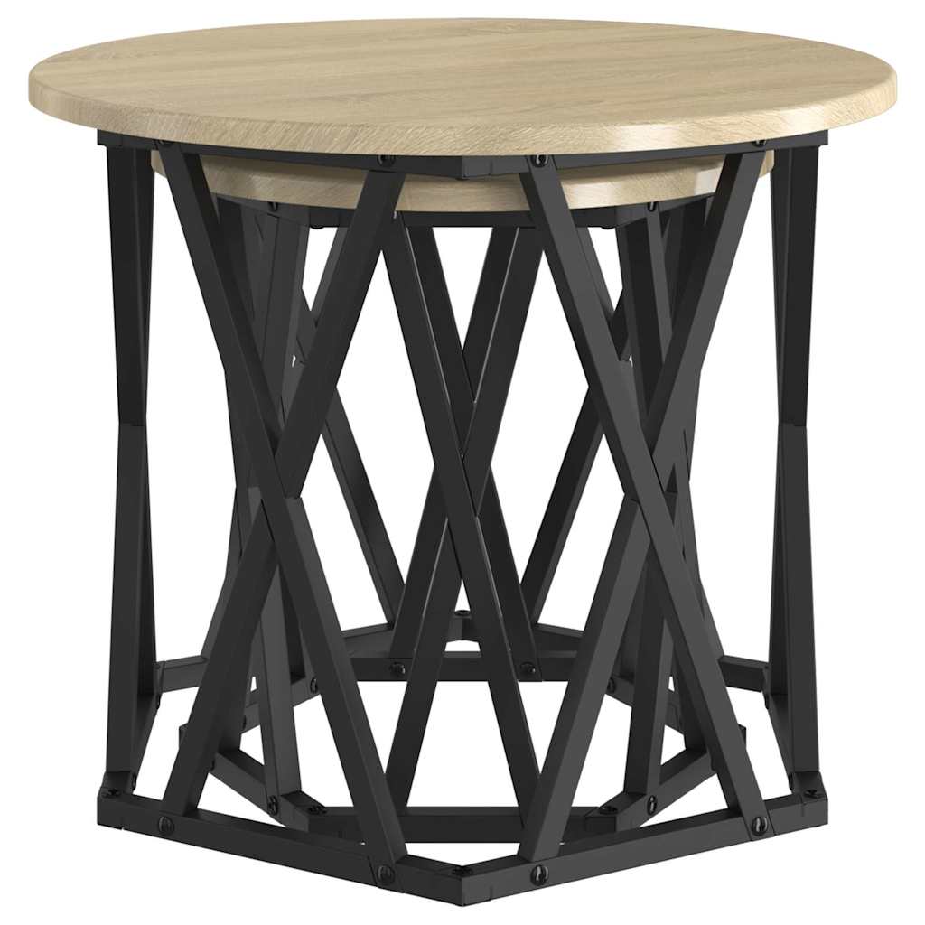 vidaXL Beistelltisch 2 pcs Sonoma-Eiche Ingenieure Holz und Stahl