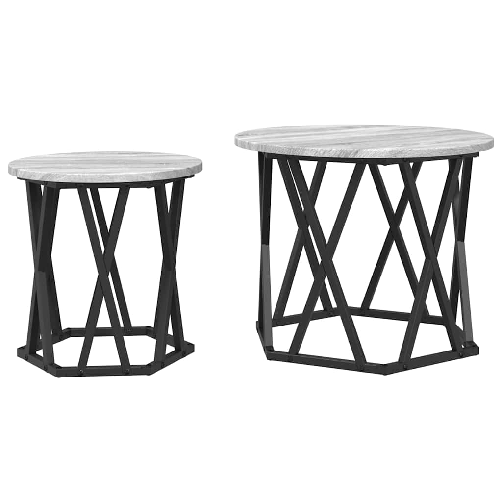 vidaXL Beistelltisch 2 pcs Graues Sonoma Ingenieure Holz und Stahl