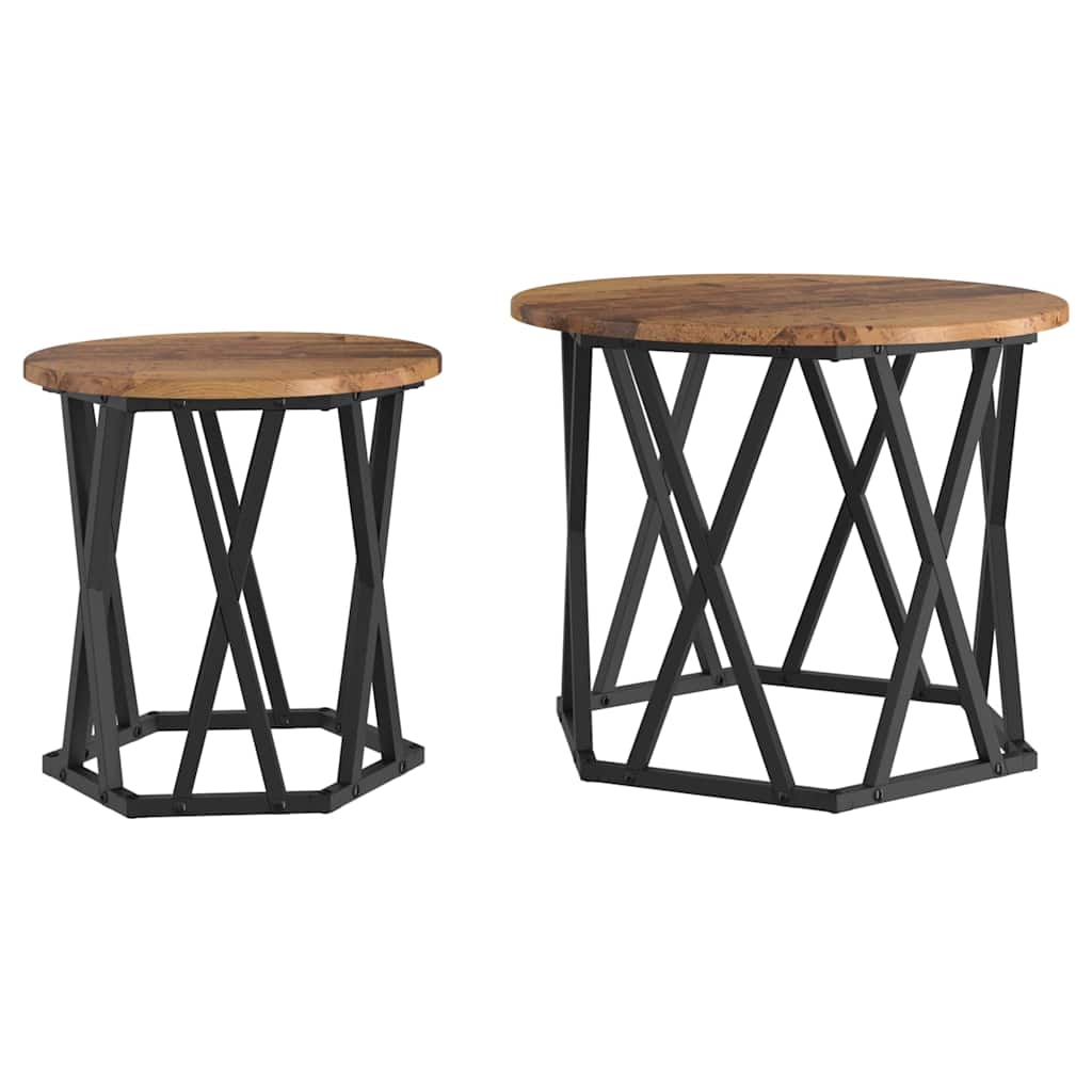 vidaXL Beistelltisch 2 pcs Altholz Ingenieure Holz und Stahl