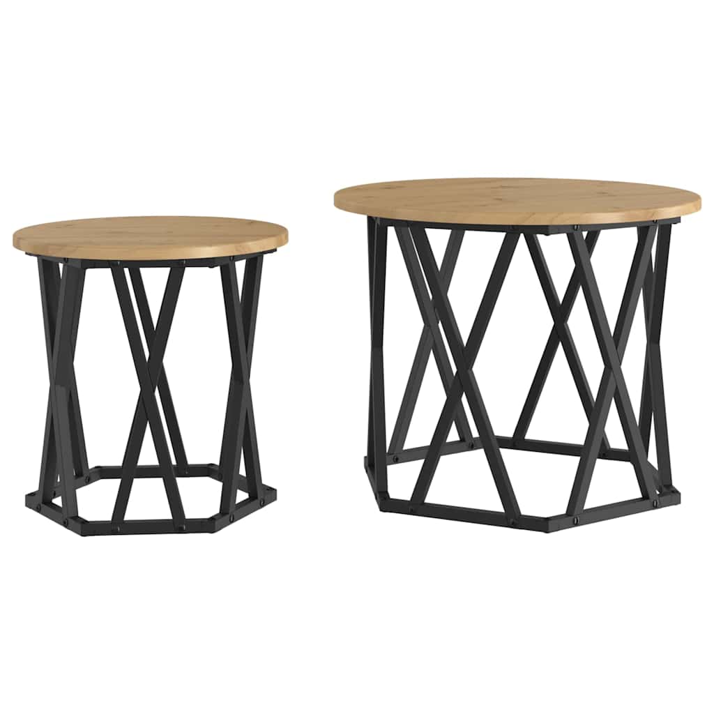 vidaXL Beistelltisch 2 pcs Artisan-Eiche Ingenieure Holz und Stahl