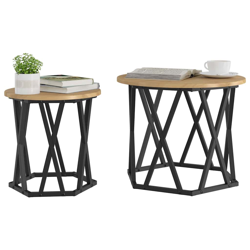 vidaXL Beistelltisch 2 pcs Artisan-Eiche Ingenieure Holz und Stahl