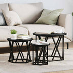 vidaXL Nesting Beistelltisch 3 pcs Schwarz Eichen-Optik