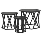 vidaXL Nesting Beistelltisch 3 pcs Schwarz Eichen-Optik