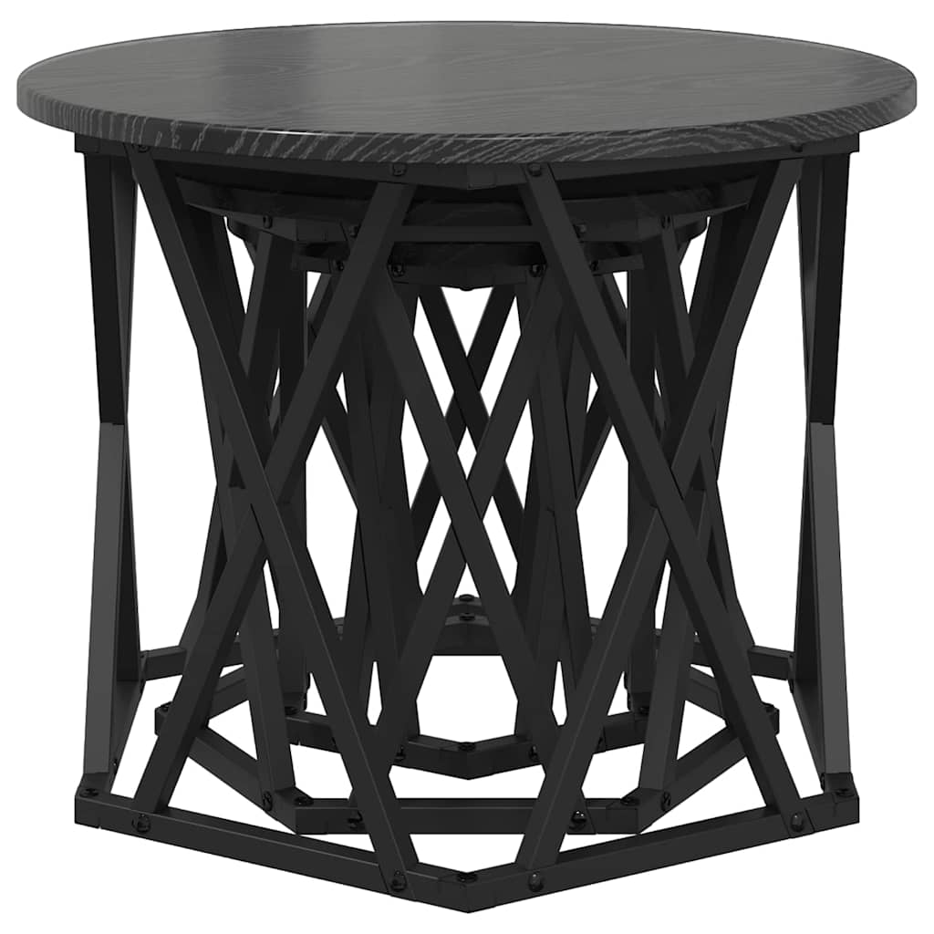 vidaXL Nesting Beistelltisch 3 pcs Schwarz Eichen-Optik