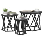 vidaXL Nesting Beistelltisch 3 pcs Schwarz Eichen-Optik