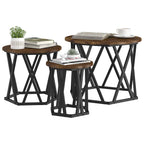 vidaXL Nesting Beistelltisch 3 pcs Geräucherte Eiche