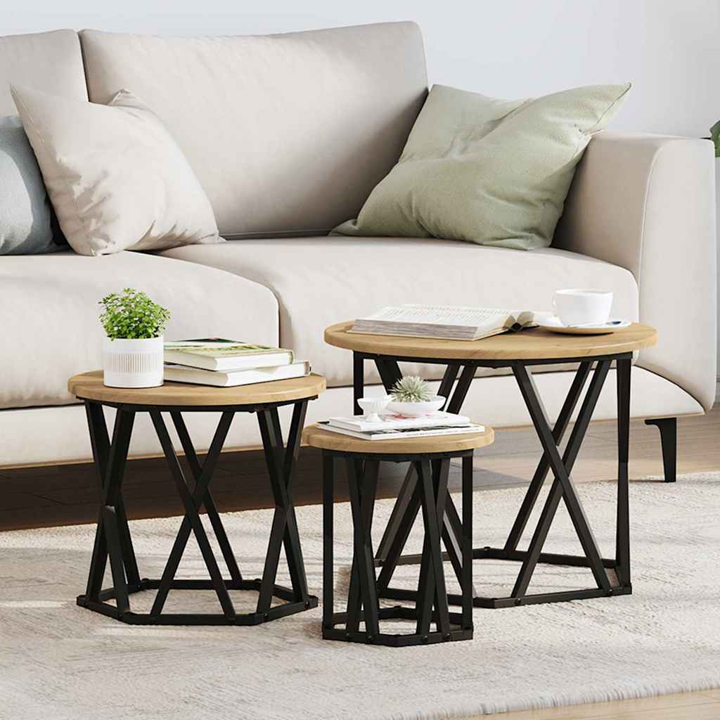 vidaXL Nesting Beistelltisch 3 pcs Artisan-Eiche