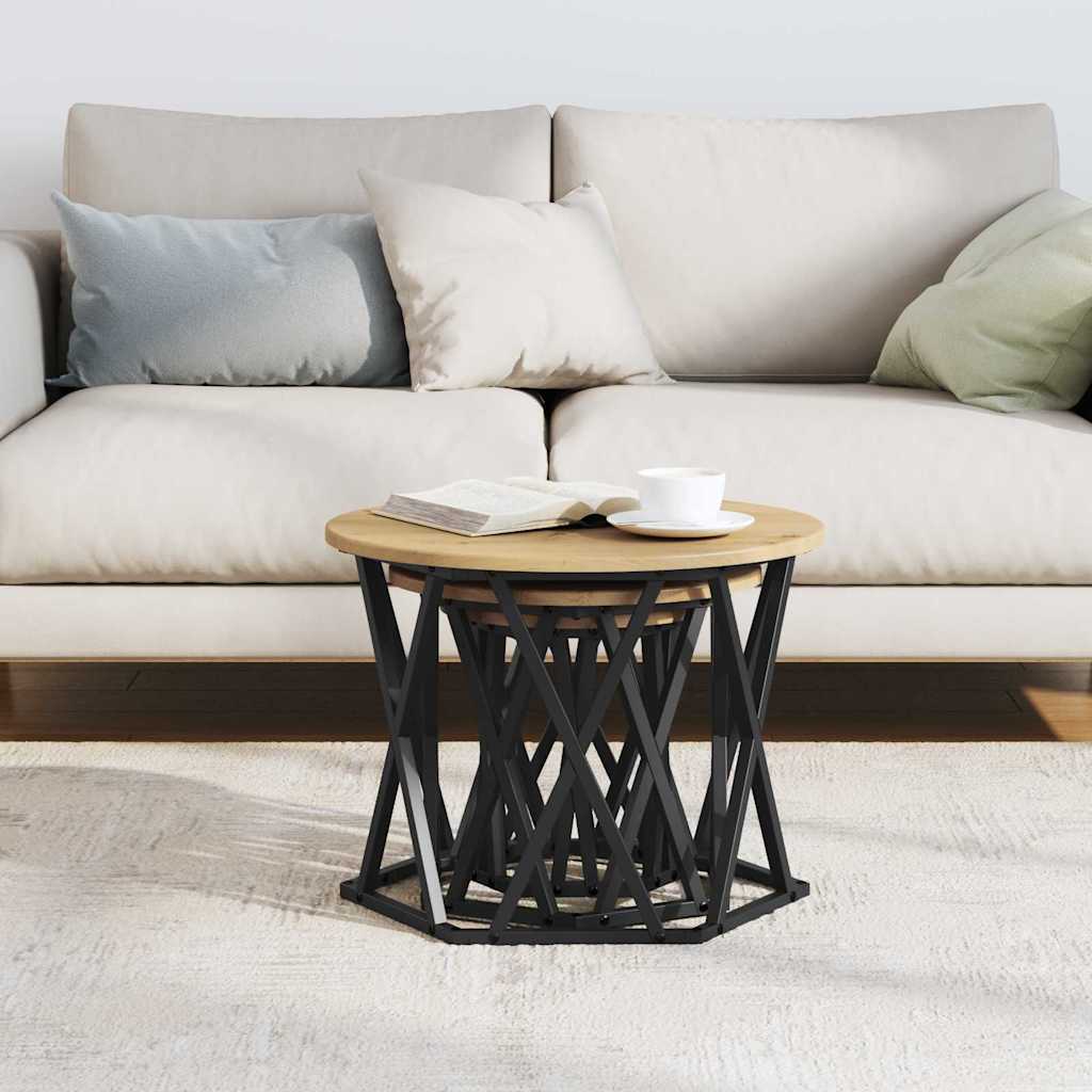 vidaXL Nesting Beistelltisch 3 pcs Artisan-Eiche