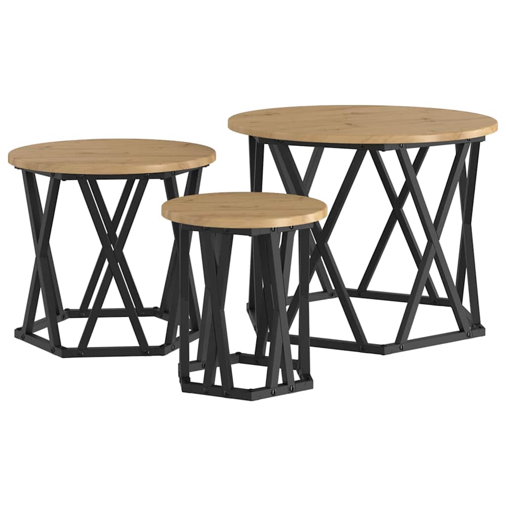 vidaXL Nesting Beistelltisch 3 pcs Artisan-Eiche