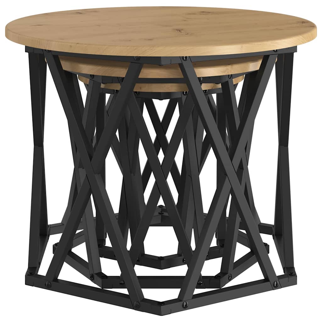 vidaXL Nesting Beistelltisch 3 pcs Artisan-Eiche