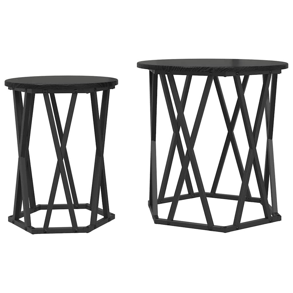 vidaXL Couchtisch 2 pcs Schwarz Eichen-Optik Ingenieure Holz und Stahl