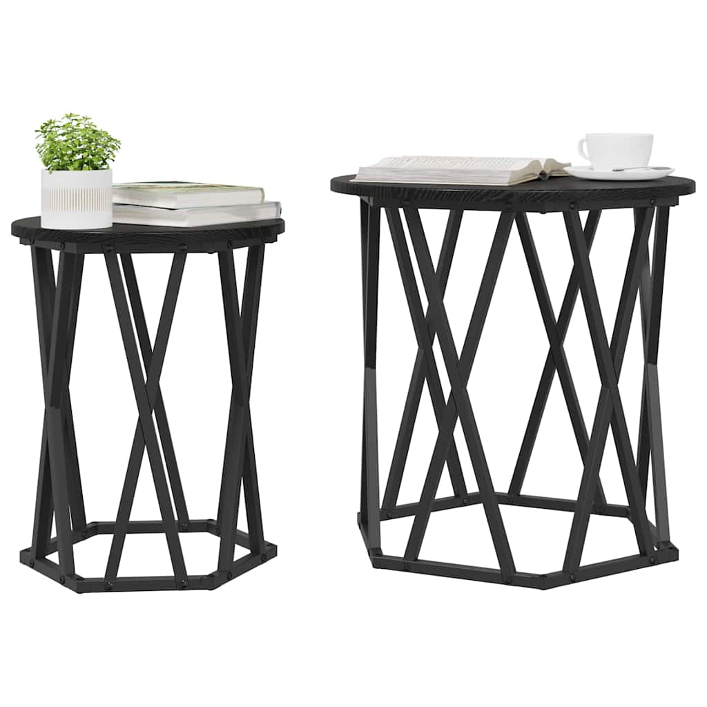 vidaXL Couchtisch 2 pcs Schwarz Eichen-Optik Ingenieure Holz und Stahl
