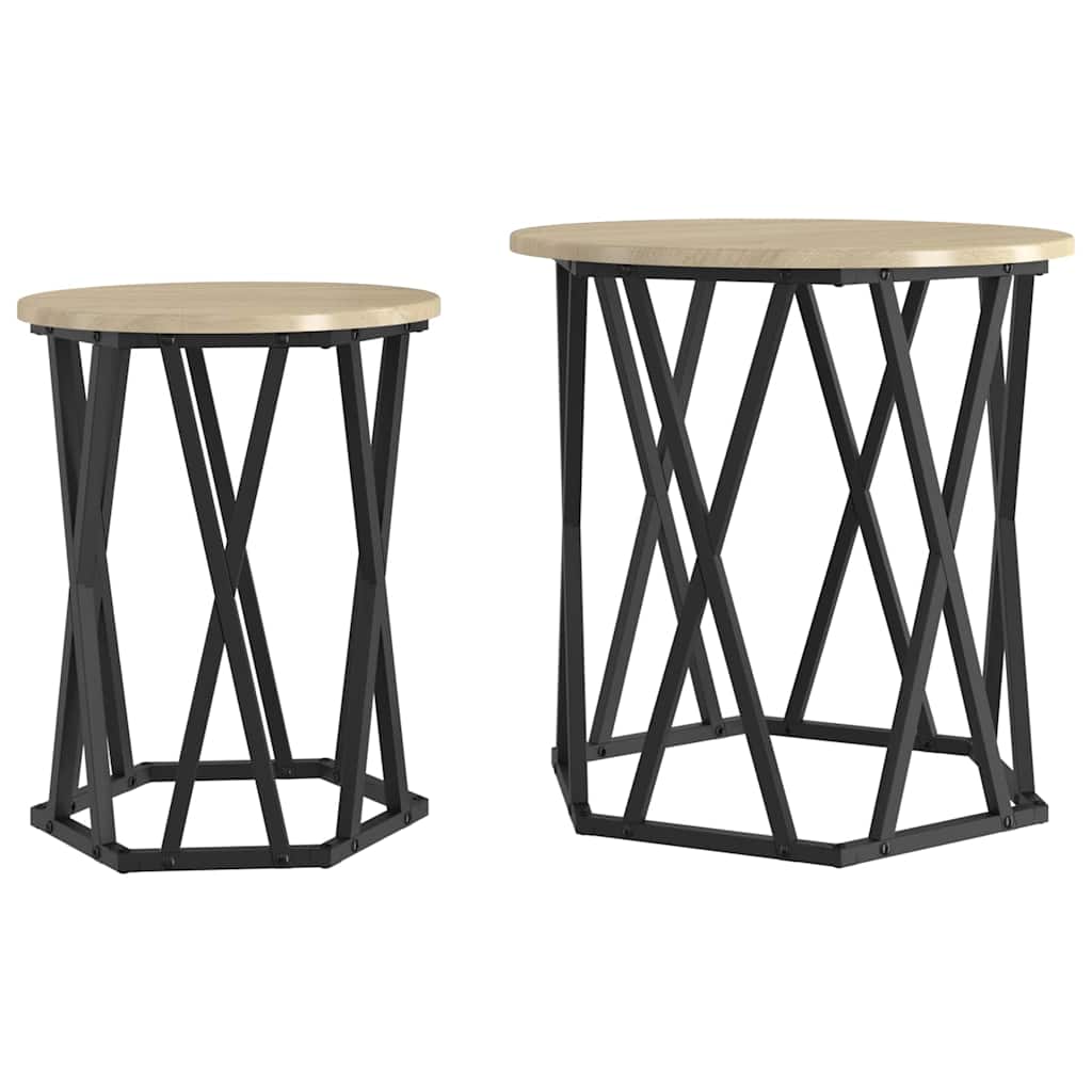 vidaXL Couchtisch 2 pcs Sonoma-Eiche Ingenieure Holz und Stahl
