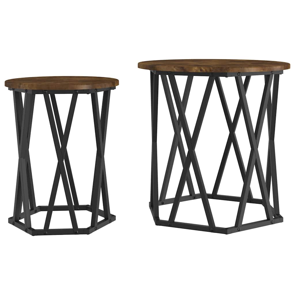 vidaXL Couchtisch 2 pcs Geräucherte Eiche Ingenieure Holz und Stahl