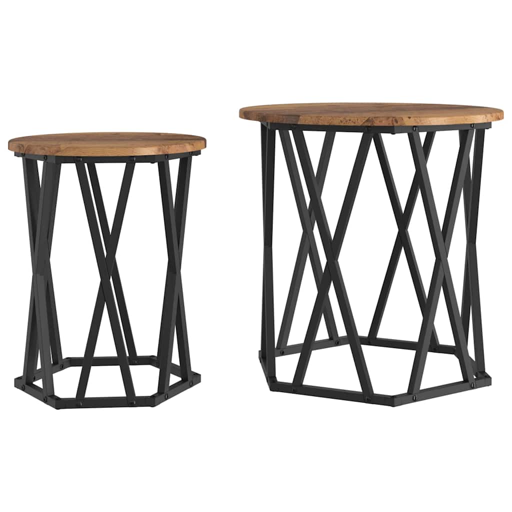 vidaXL Couchtisch 2 pcs Altholz Ingenieure Holz und Stahl