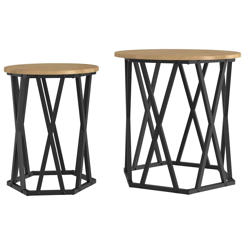 vidaXL Couchtisch 2 pcs Artisan-Eiche Ingenieure Holz und Stahl