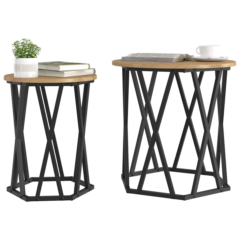 vidaXL Couchtisch 2 pcs Artisan-Eiche Ingenieure Holz und Stahl