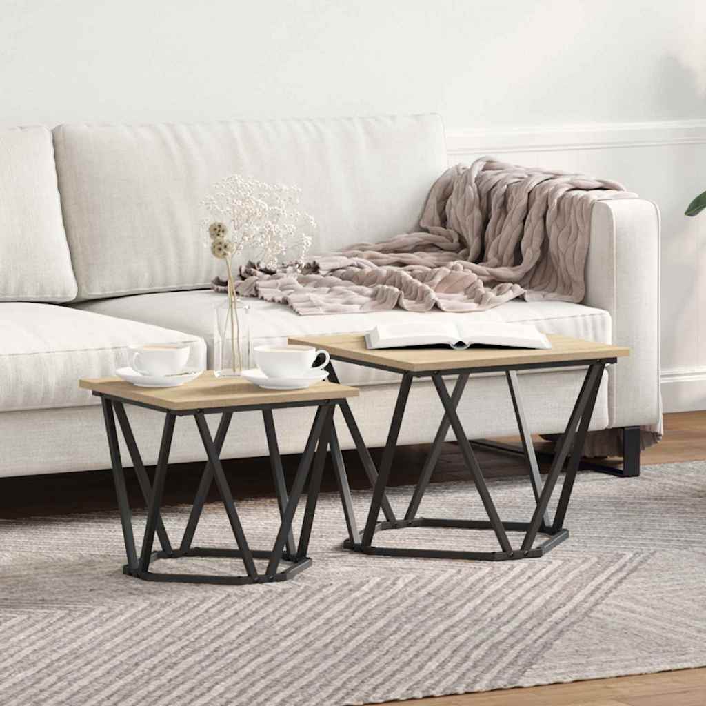 vidaXL Beistelltisch-Set 2 pcs Sonoma-Eiche Ingenieure Holz und Stahl