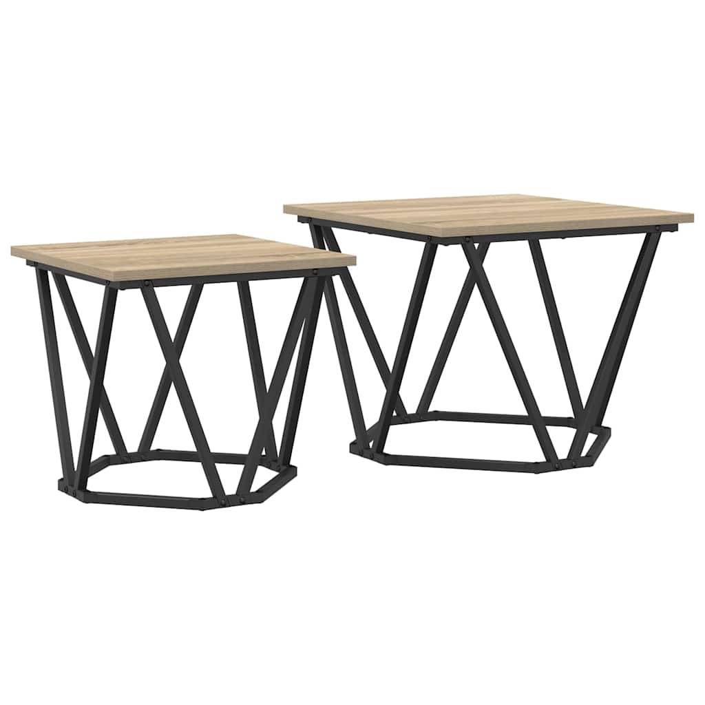 vidaXL Beistelltisch-Set 2 pcs Sonoma-Eiche Ingenieure Holz und Stahl