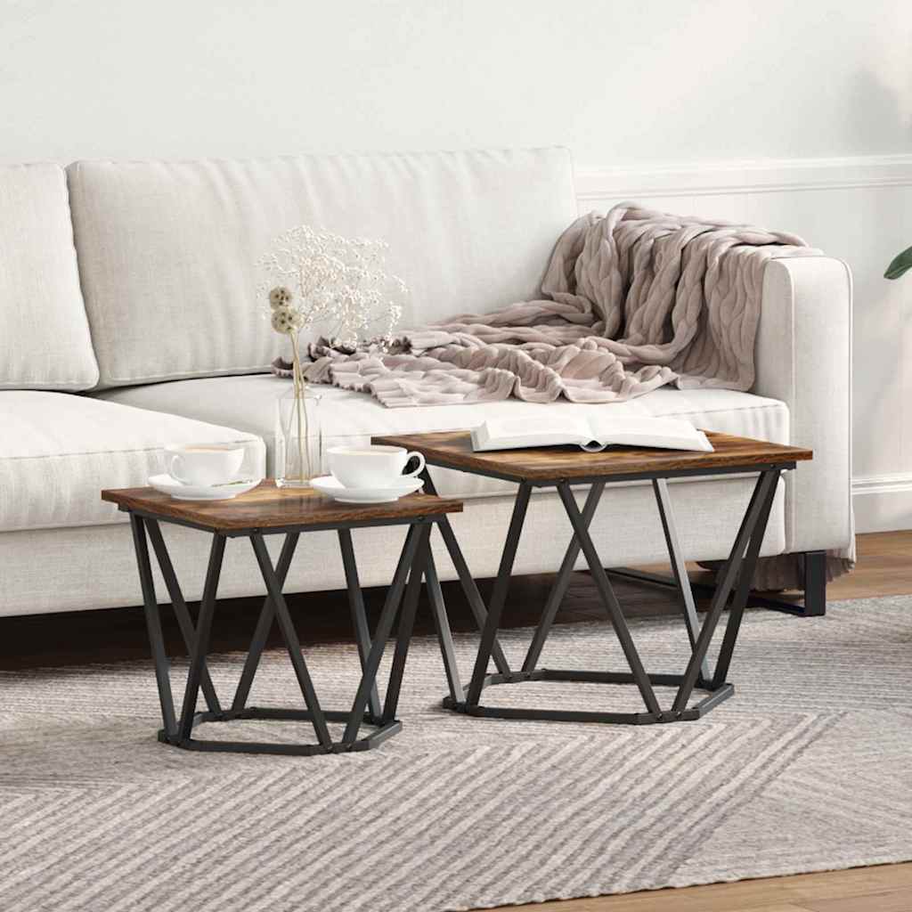 vidaXL Beistelltisch-Set 2 pcs Geräucherte Eiche