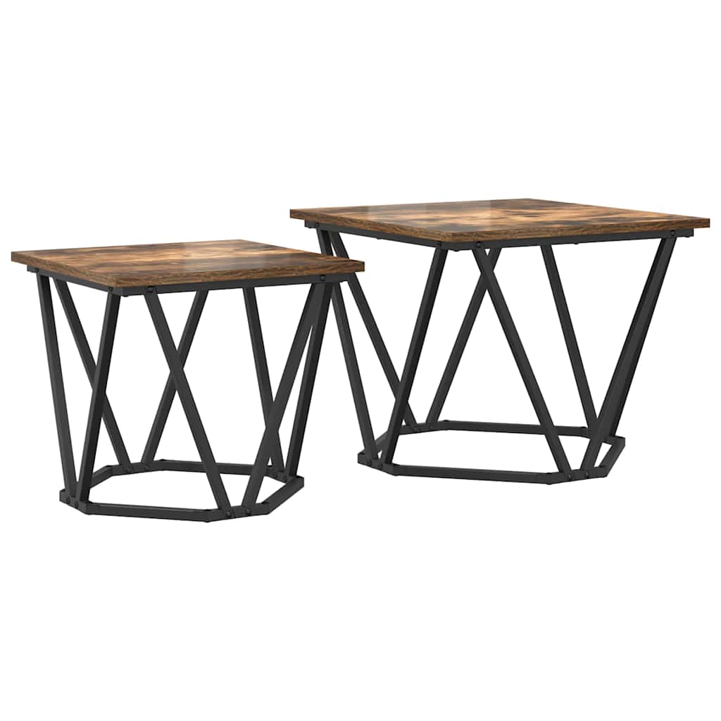 vidaXL Beistelltisch-Set 2 pcs Geräucherte Eiche