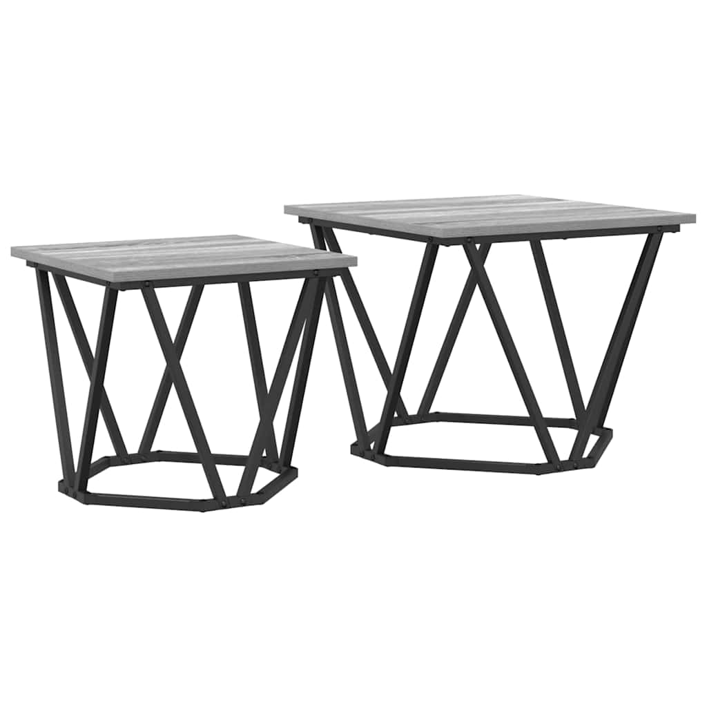 vidaXL Beistelltisch-Set 2 pcs Graues Sonoma Ingenieure Holz und Stahl