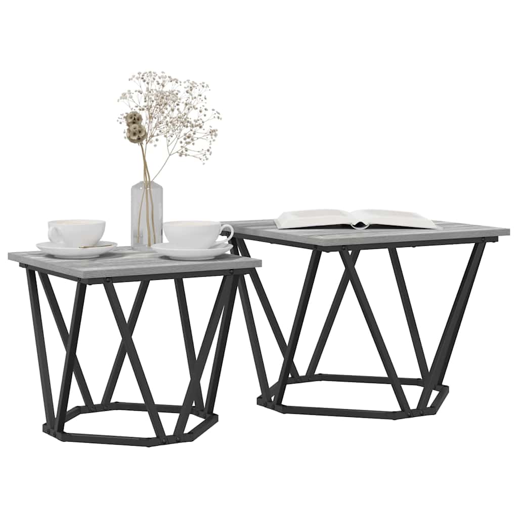 vidaXL Beistelltisch-Set 2 pcs Graues Sonoma Ingenieure Holz und Stahl