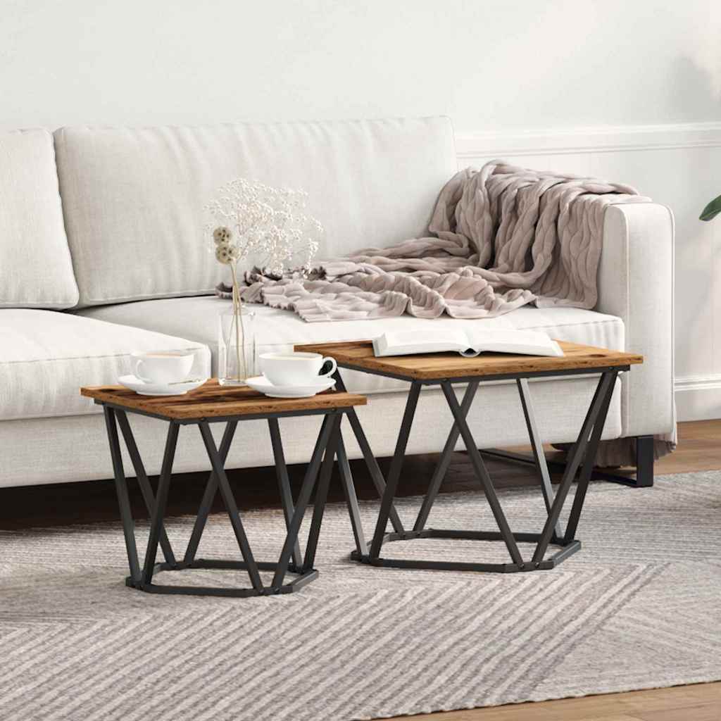 vidaXL Beistelltisch-Set 2 pcs Altholz Ingenieure Holz und Stahl