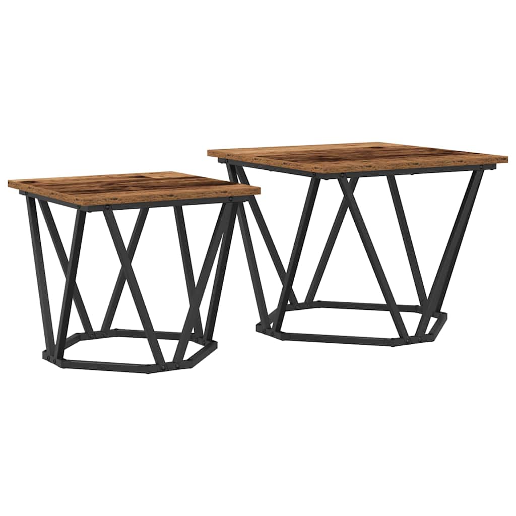 vidaXL Beistelltisch-Set 2 pcs Altholz Ingenieure Holz und Stahl