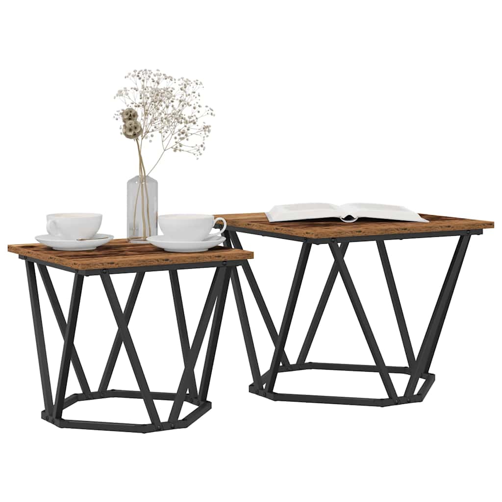 vidaXL Beistelltisch-Set 2 pcs Altholz Ingenieure Holz und Stahl