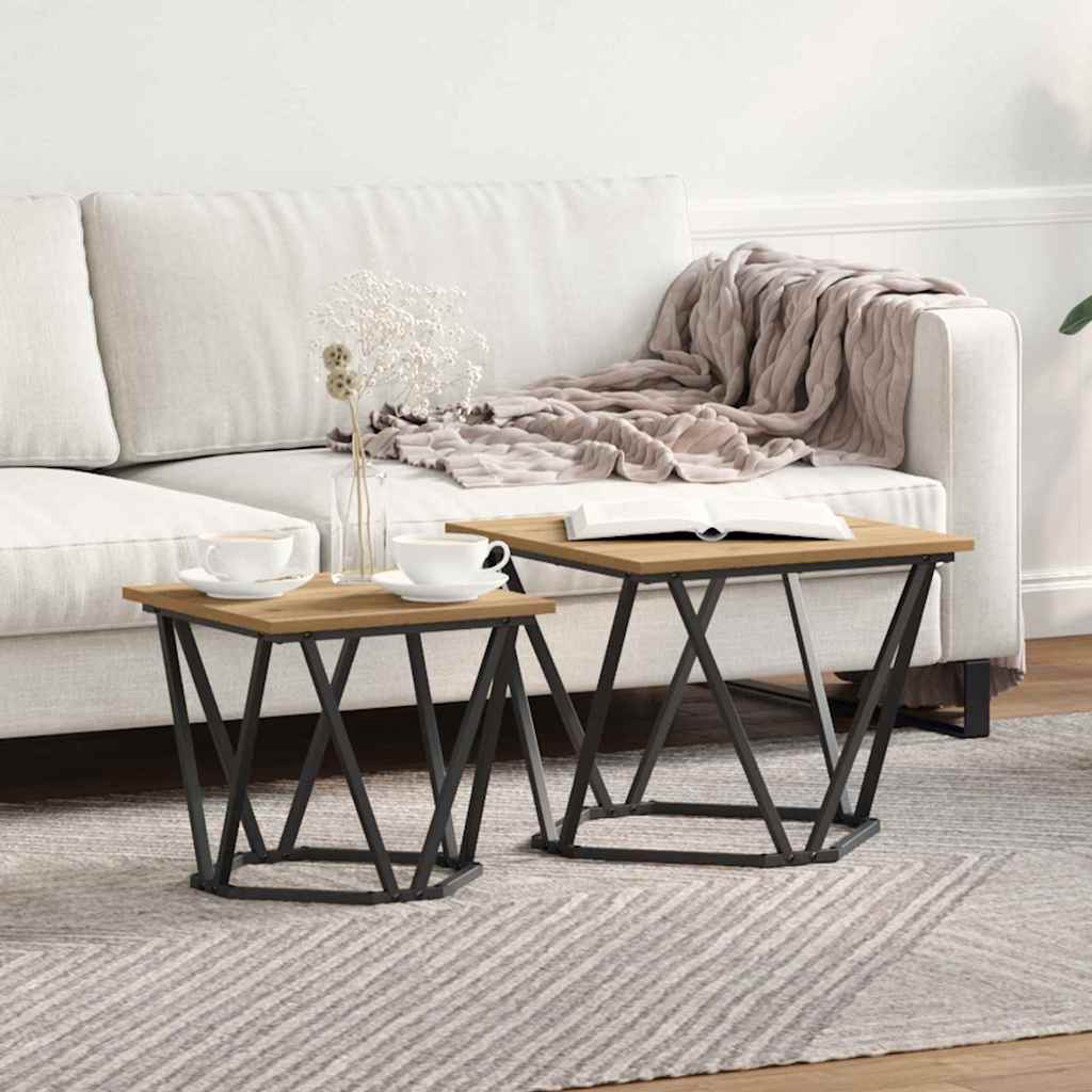vidaXL Beistelltisch-Set 2 pcs Artisan-Eiche Ingenieure Holz und Stahl