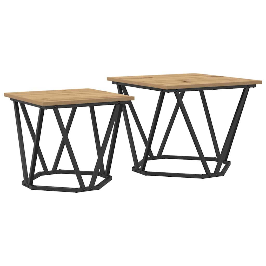 vidaXL Beistelltisch-Set 2 pcs Artisan-Eiche Ingenieure Holz und Stahl