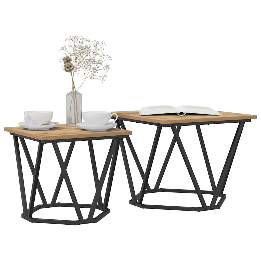 vidaXL Beistelltisch-Set 2 pcs Artisan-Eiche Ingenieure Holz und Stahl