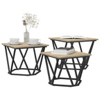 vidaXL Couchtisch 3 pcs Sonoma-Eiche Ingenieure Holz und Stahl