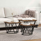vidaXL Couchtisch 3 pcs Geräucherte Eiche Ingenieure Holz und Stahl