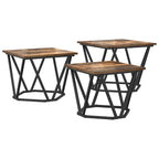 vidaXL Couchtisch 3 pcs Geräucherte Eiche Ingenieure Holz und Stahl