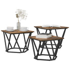 vidaXL Couchtisch 3 pcs Geräucherte Eiche Ingenieure Holz und Stahl