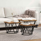 vidaXL Couchtisch 3 pcs Altholz Ingenieure Holz und Stahl