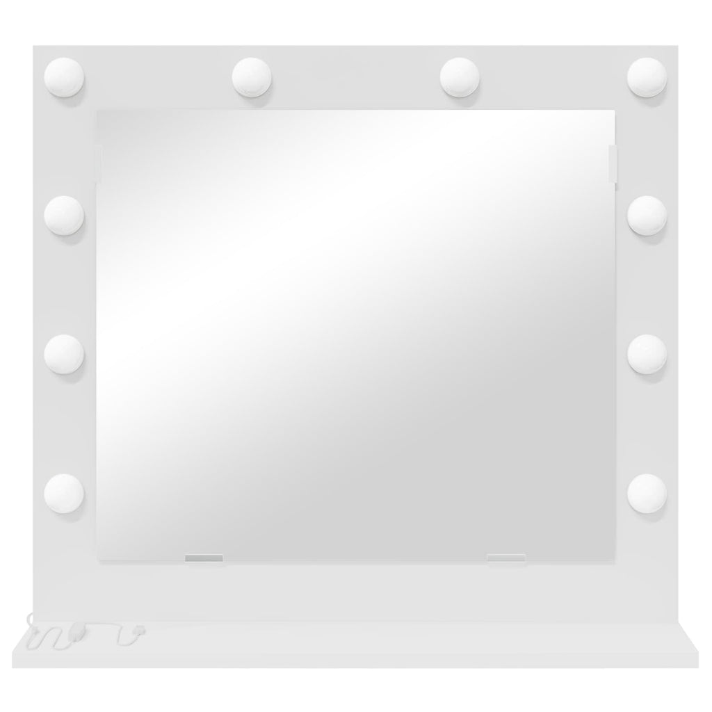 vidaXL Waschtischspiegel Weiß 60 x 55 x 18 cm Glas und furniertes Holz