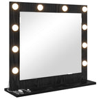 vidaXL Waschtischspiegel Schwarz Eichen-Optik 60 x 55 x 18 cm
