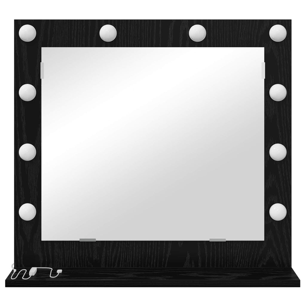 vidaXL Waschtischspiegel Schwarz Eichen-Optik 60 x 55 x 18 cm