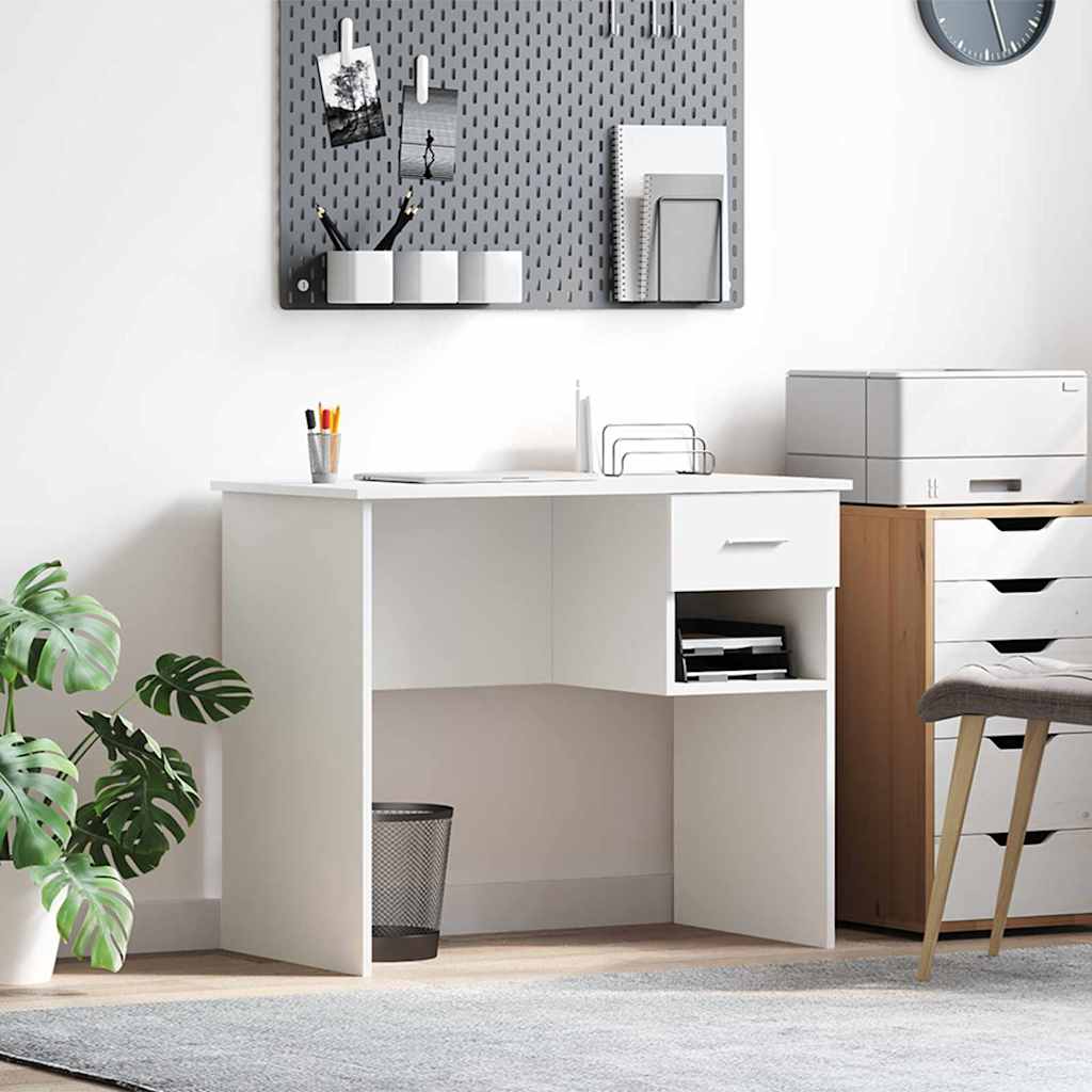 vidaXL Schreibtisch mit Schubladen Weiß 90 x 49 x 75 cm Holzwerkstoff